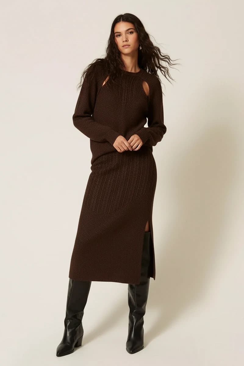 Gonna midi in maglia a trecce | TWINSET - 6
