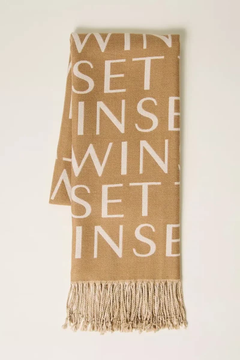 Stola in panno jacquard con logo | TWINSET - 2