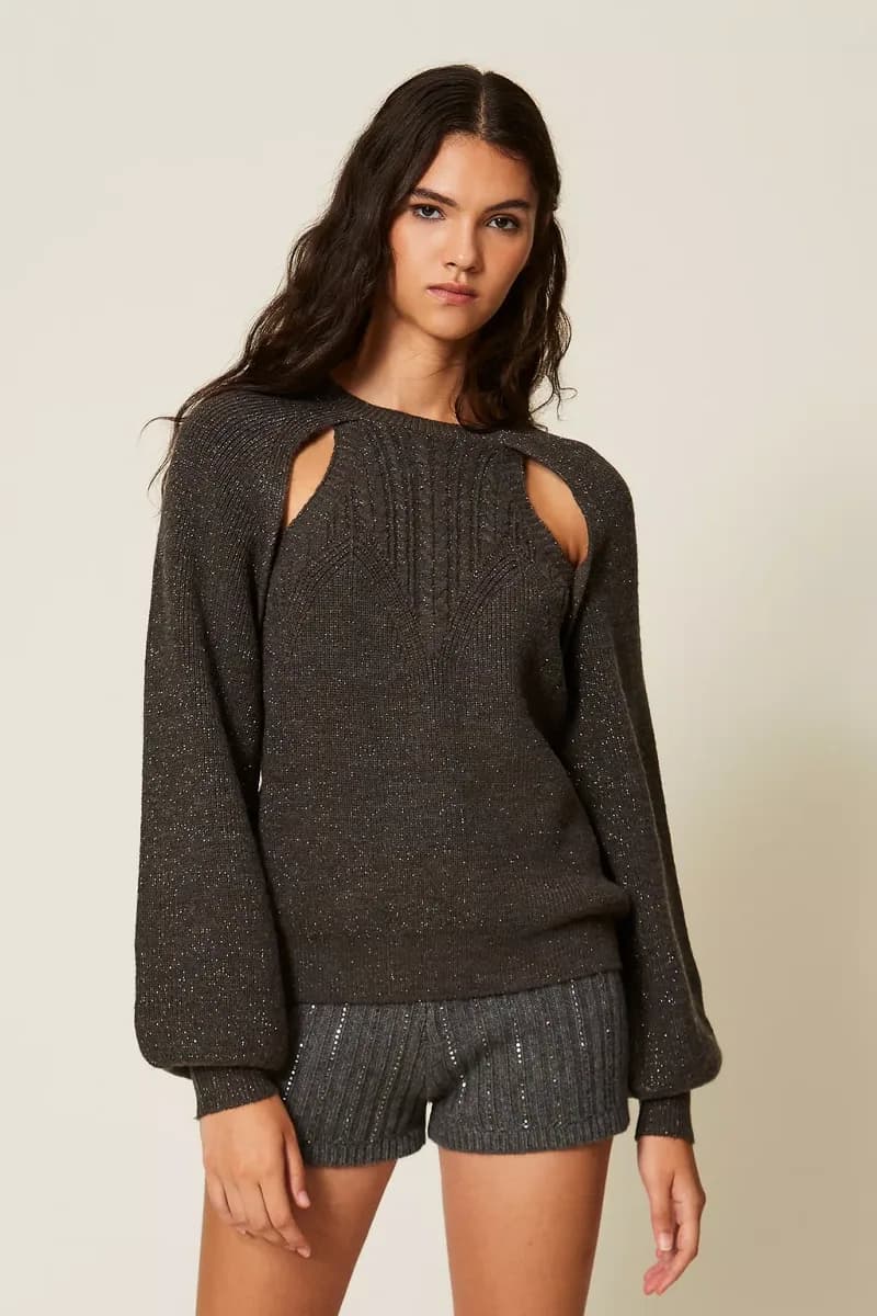 Maglia con cut-out e trecce | TWINSET - 3