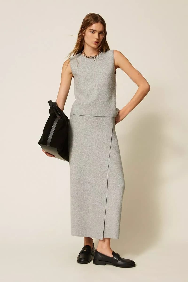 Gonna midi in maglia effetto portafoglio | TWINSET