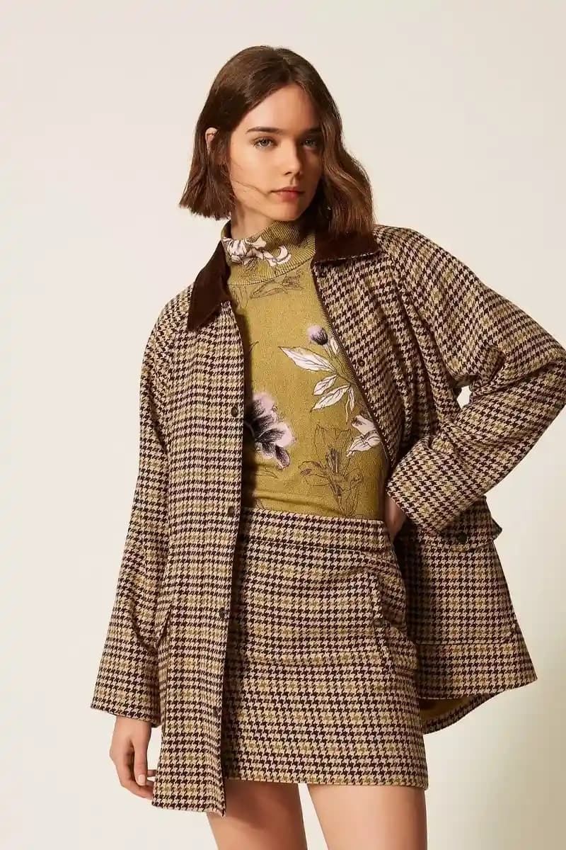 Parka jacquard pied-de-poule | TWINSET