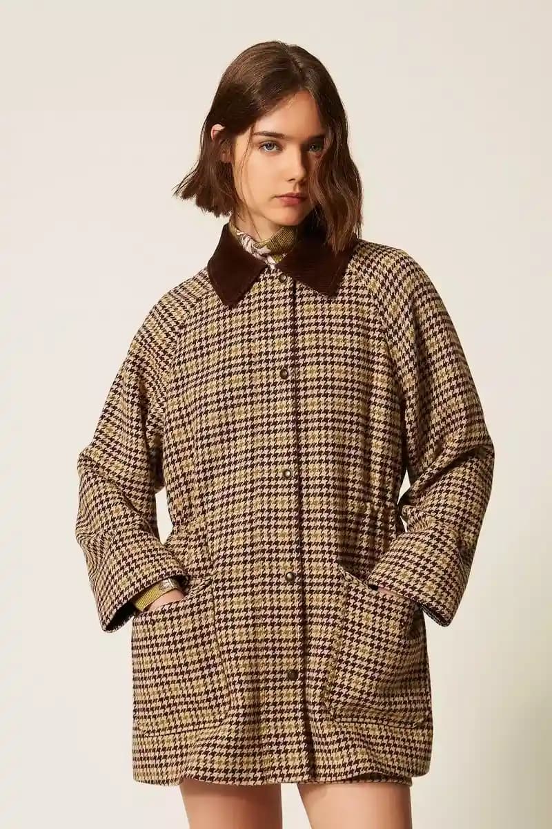 Parka jacquard pied-de-poule | TWINSET - 3