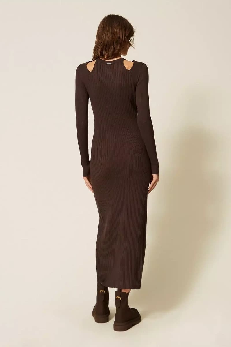Abito lungo in maglia a costine | TWINSET - 2