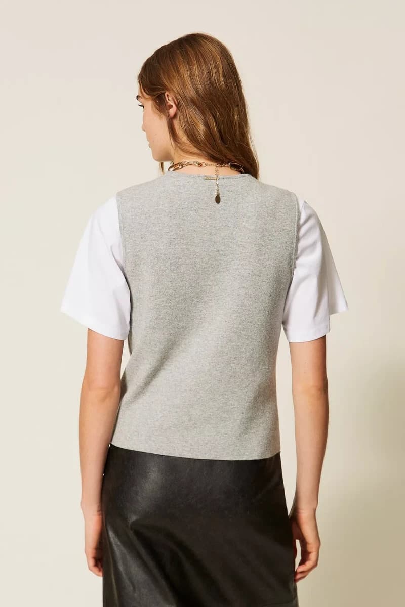 Top smanicato fitted in maglia | TWINSET - 2