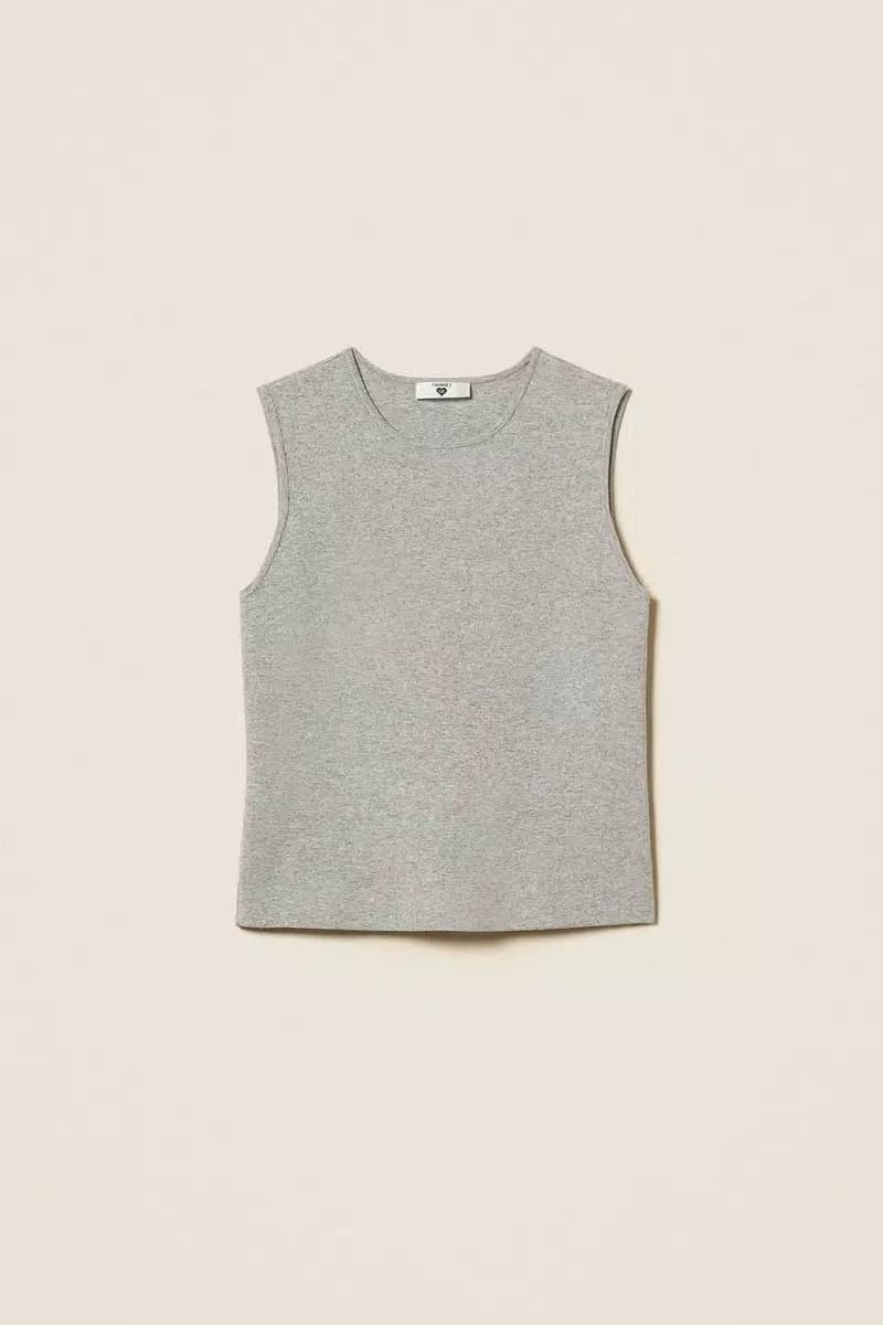 Top smanicato fitted in maglia | TWINSET - 6