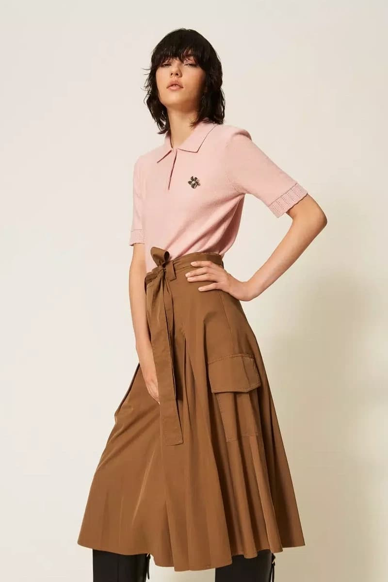 Gonna midi ampia con tasche e cintura | TWINSET - 4