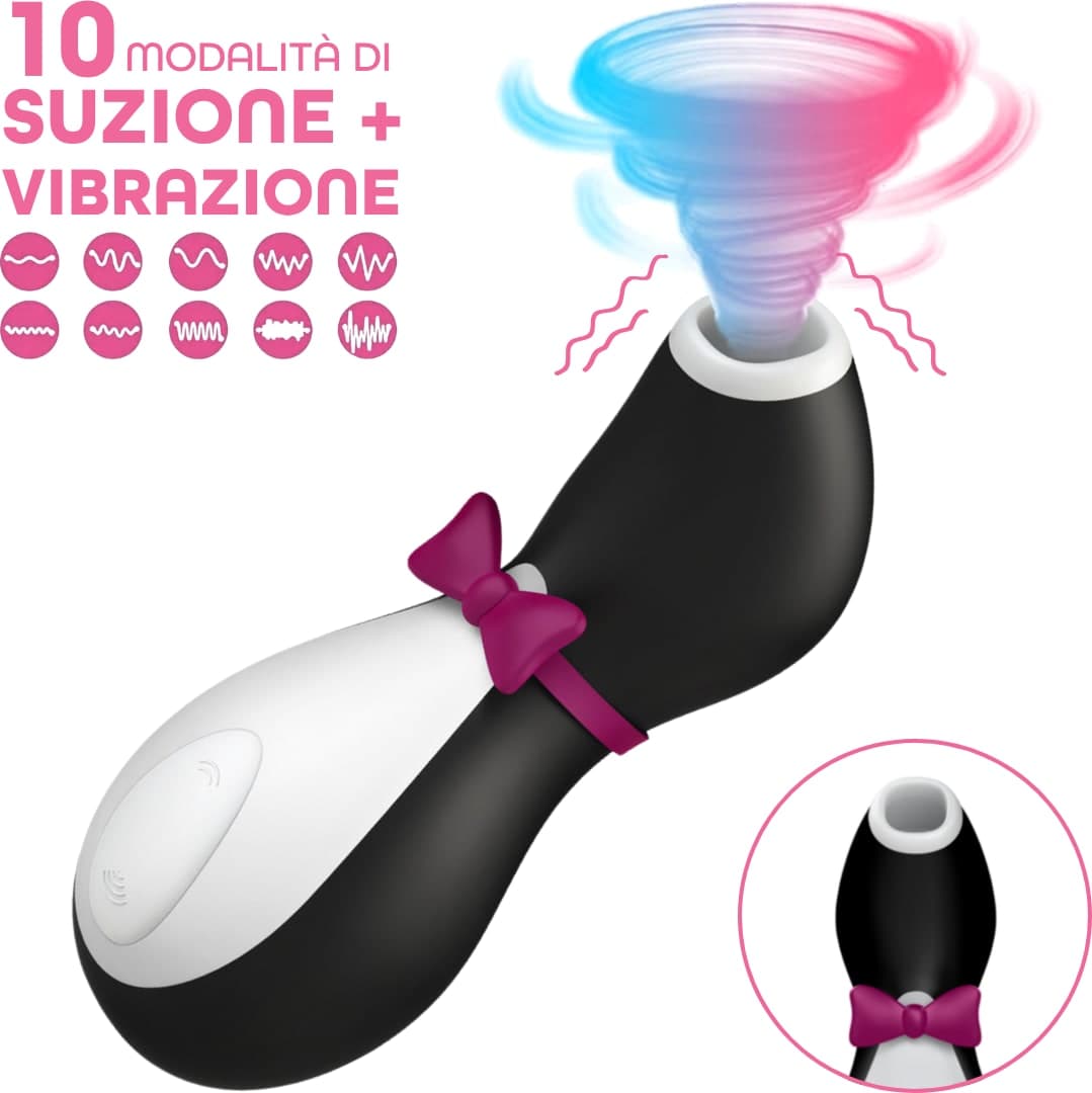 Succhia Clitoride Pinguino con 10 Modalità di Suzione e Vibrazione Sex Toy Donna - 3