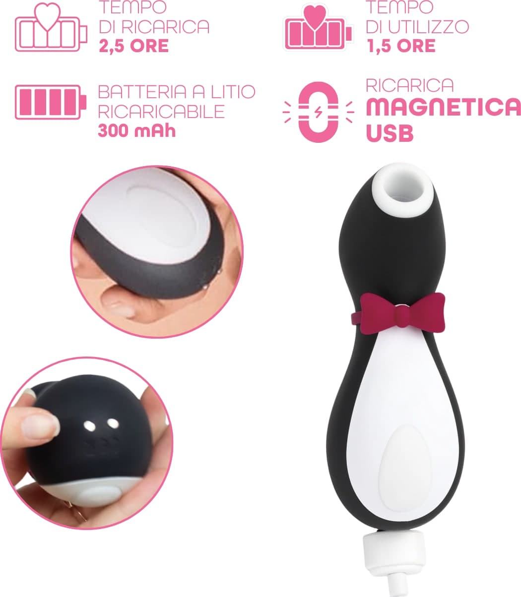Succhia Clitoride Pinguino con 10 Modalità di Suzione e Vibrazione Sex Toy Donna - 5