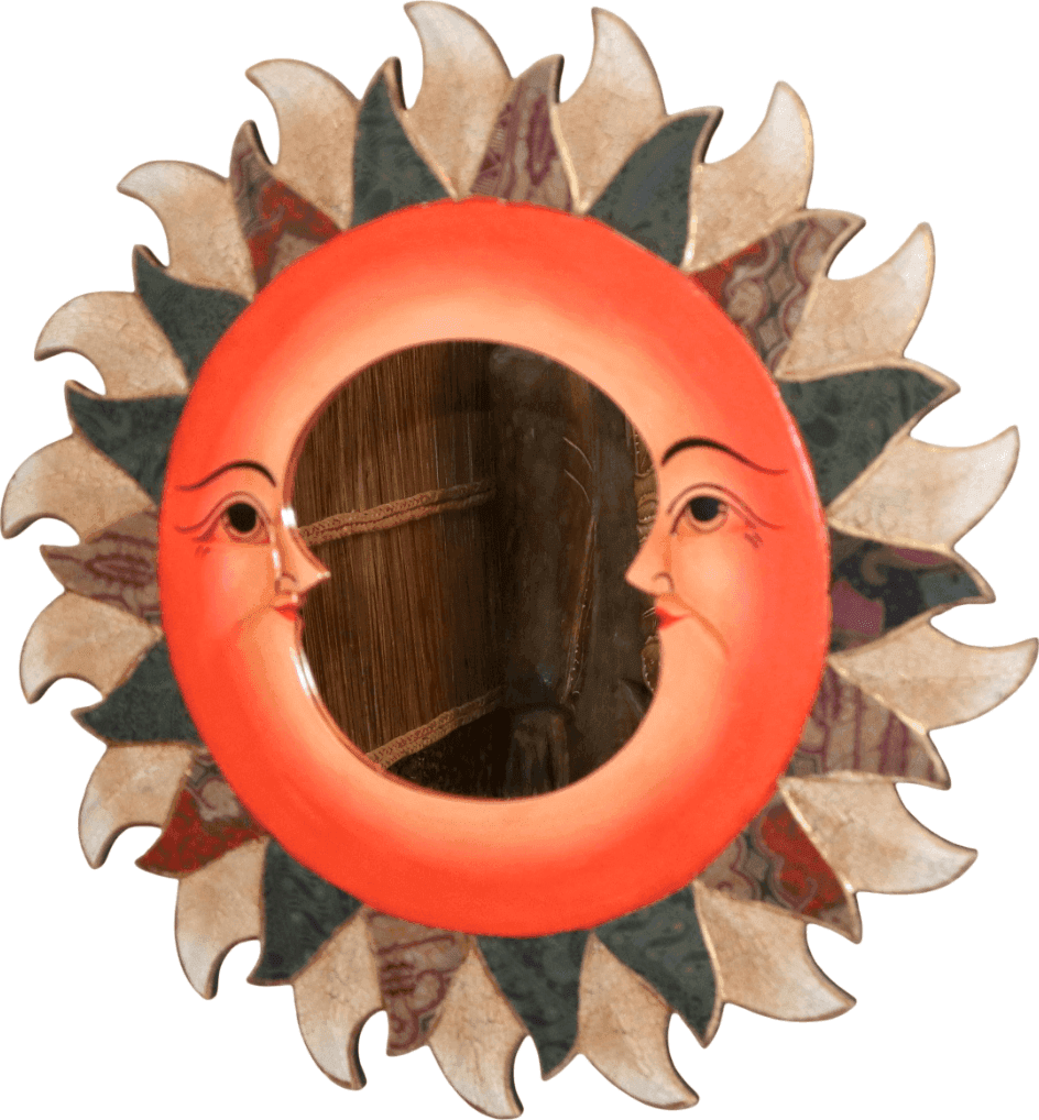 Specchio Sole Luna in Legno Dipinto a Mano – Diametro 60 cm - 2