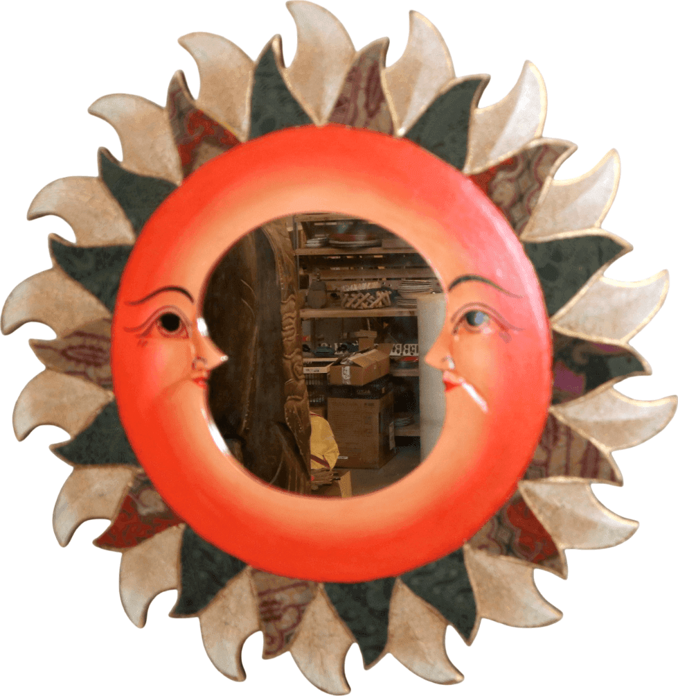 Specchio Sole Luna in Legno Dipinto a Mano – Diametro 60 cm - 3