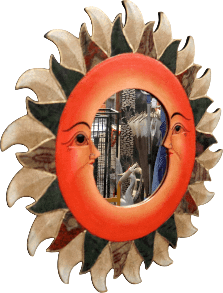 Specchio Sole Luna in Legno Dipinto a Mano – Diametro 60 cm - 4