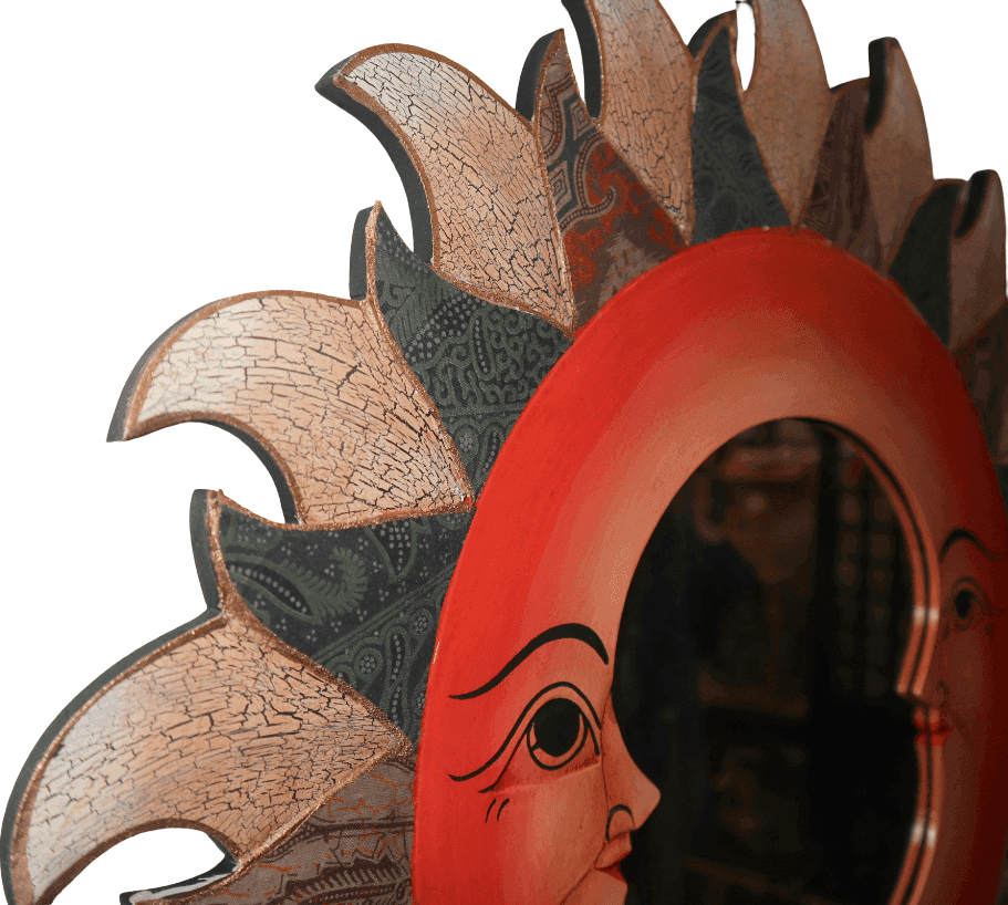 Specchio Sole Luna in Legno Dipinto a Mano – Diametro 60 cm - 5