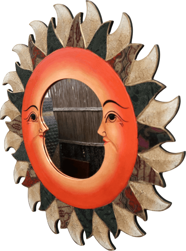 Specchio Sole Luna in Legno Dipinto a Mano – Diametro 60 cm - 7