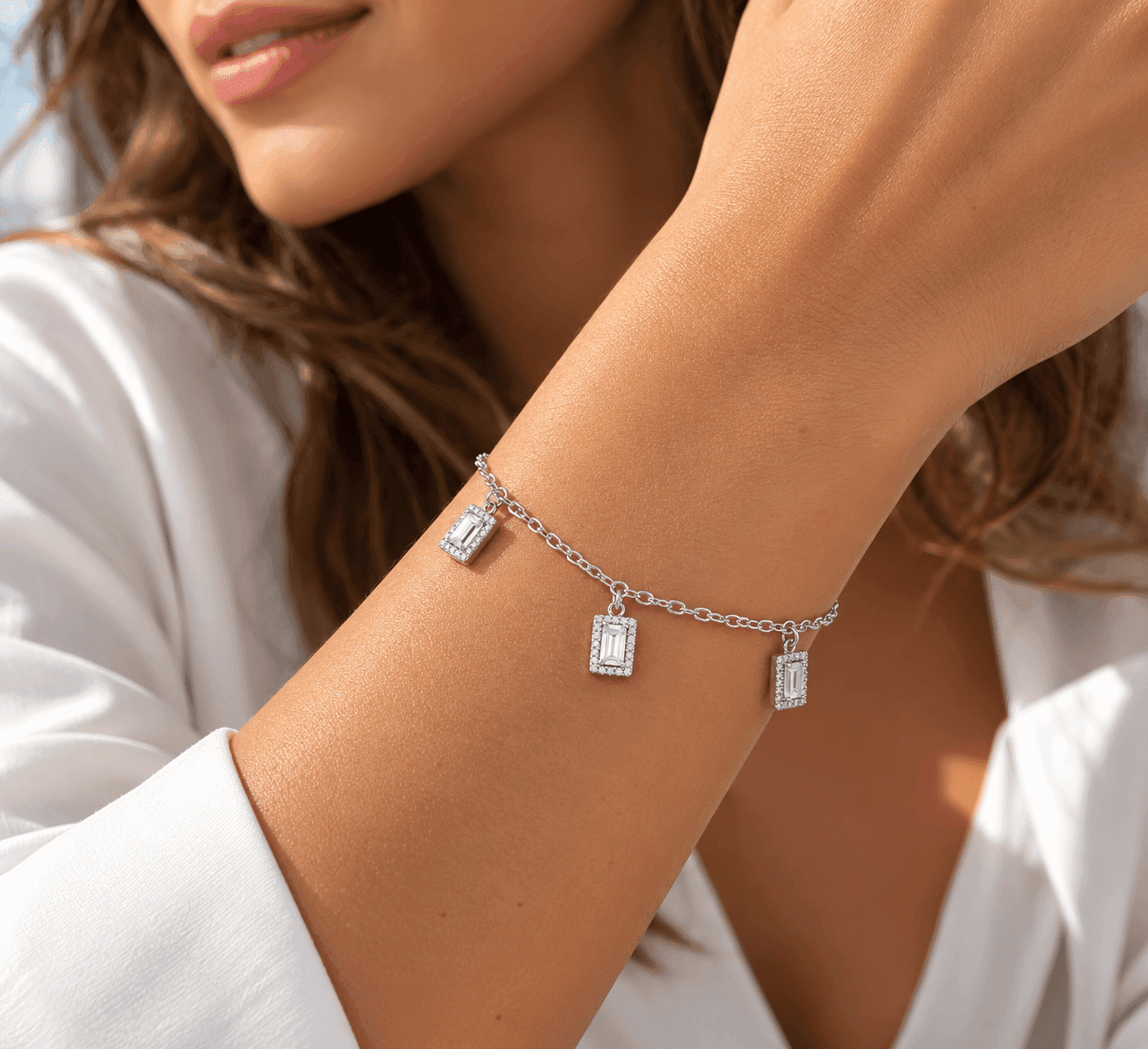 Ops Objects  -  Bracciale catena con pendenti rettangolo con cristalli Ariel - 2