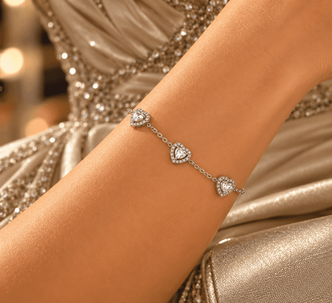 Ops Objects  -  Bracciale catena con dettagli cuore con cristalli - 2