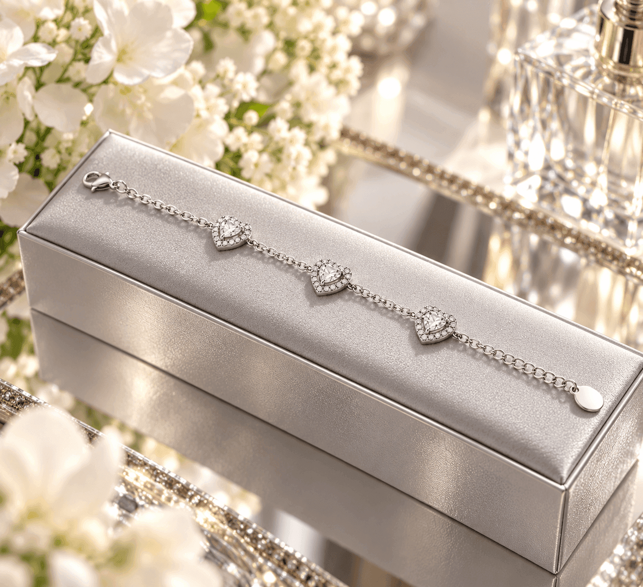 Ops Objects  -  Bracciale catena con dettagli cuore con cristalli - 3