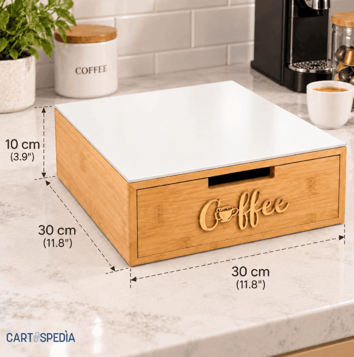 Cartospedia - Porta Capsule Caffè in Bambù - 3 Scomparti - 30x30x10 cm - 6