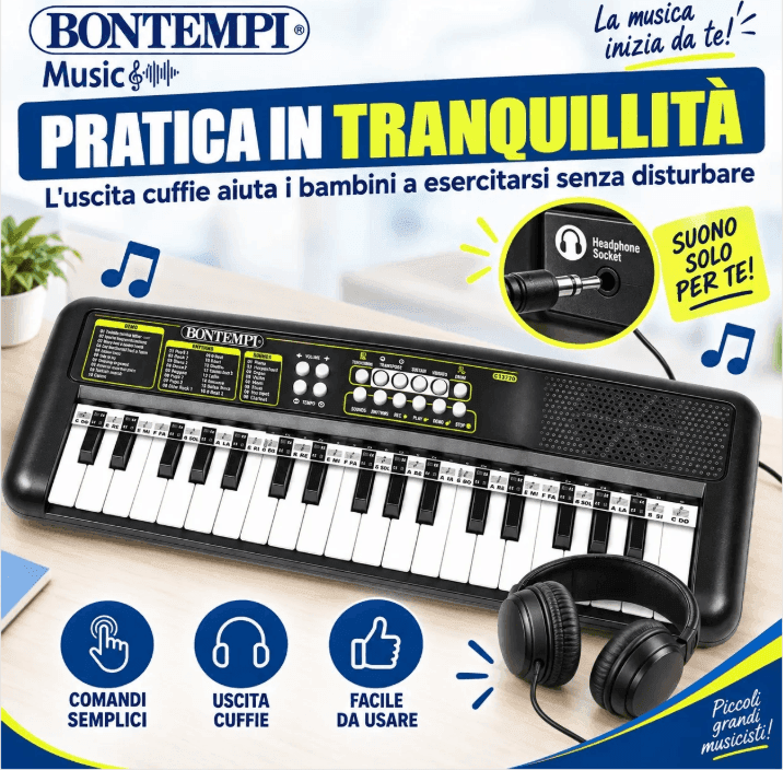 Bontempi 15 3780 KeyRhythm - Tastiera Digitale a 37 Tasti, 480x150x40 mm