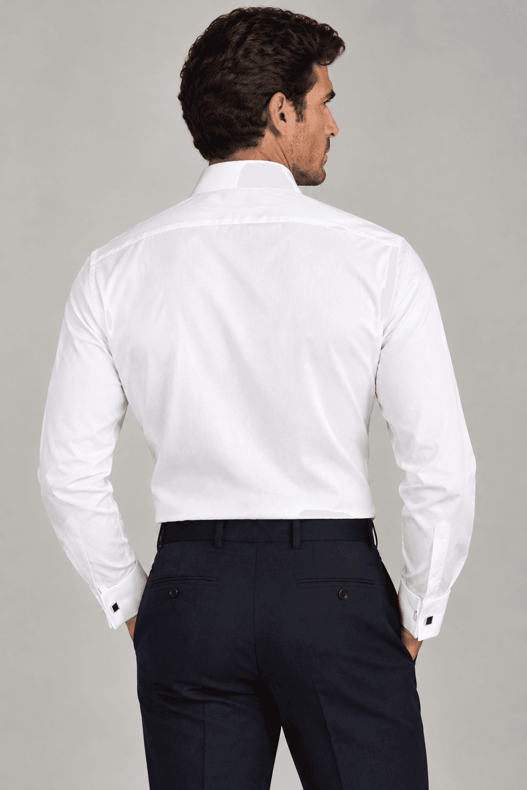 Camicia uomo Bagutta bianca nido d’ape per gemelli - 2