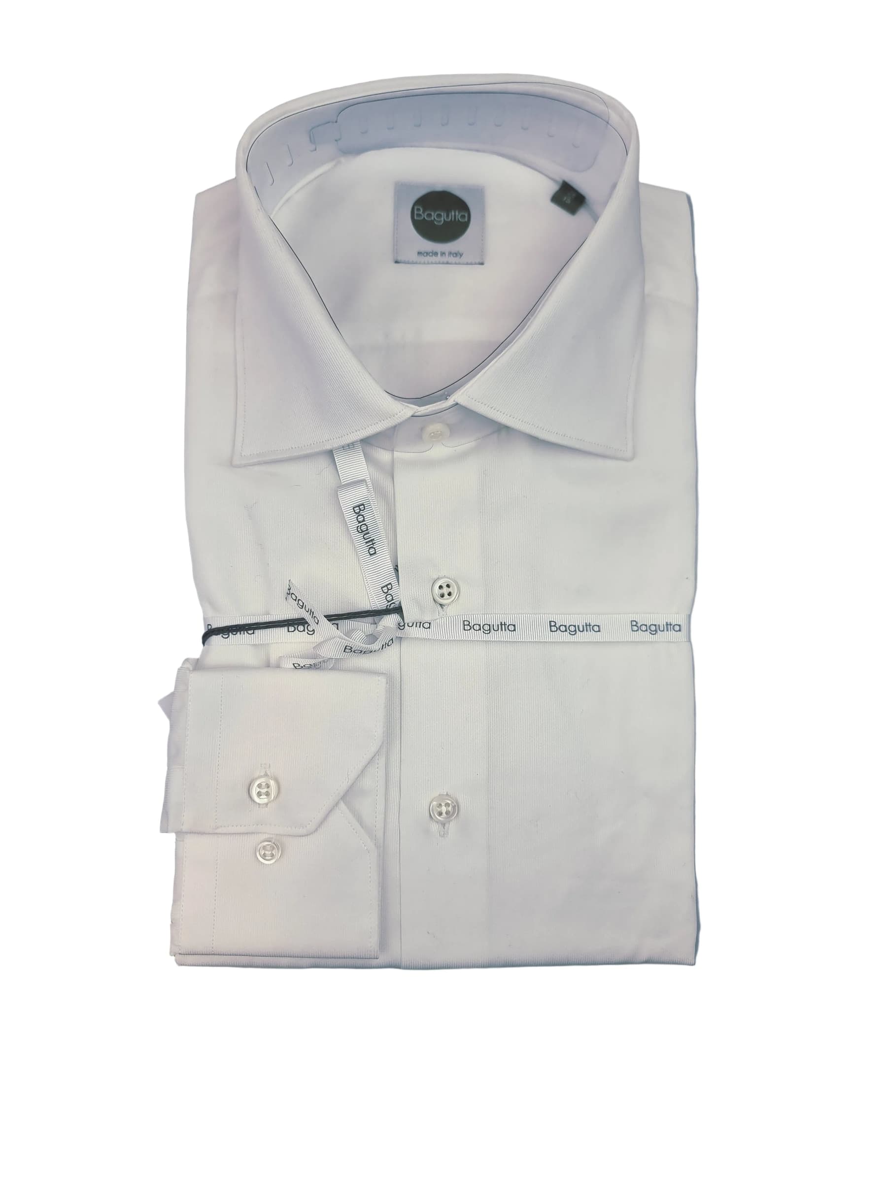 Camicia uomo Bagutta bianca piquet millerighe classic fit - 3