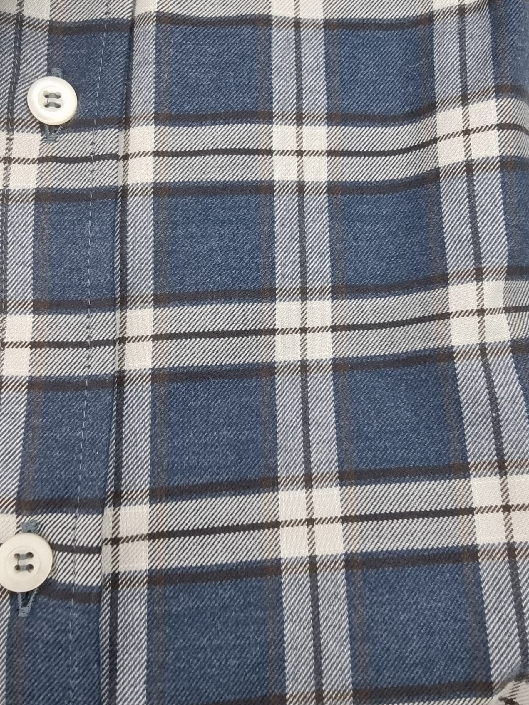 Camicia uomo Brunello Cucinelli a quadri denim e bianco - 4