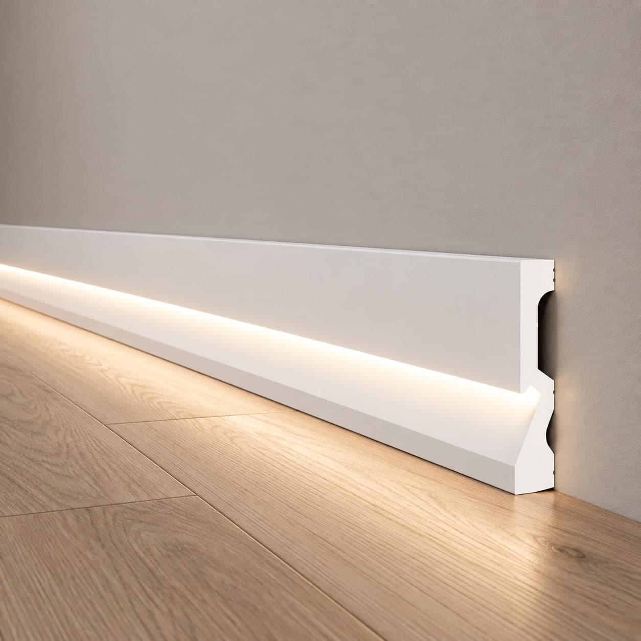 Battiscopa per LED squadrato Passacavo LUXURY QUALITY 100x18mm in POLIMERI - Polistrutturato (prezzo al metro) - 5