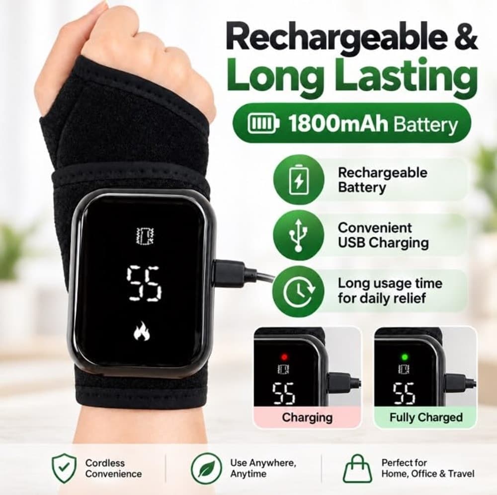 MASSAGGIATORE POLSI RISCALDATO SCALDAMANI RICARICABILE TERAPIA TERMICA REGOLABILE JC-2888 - 5