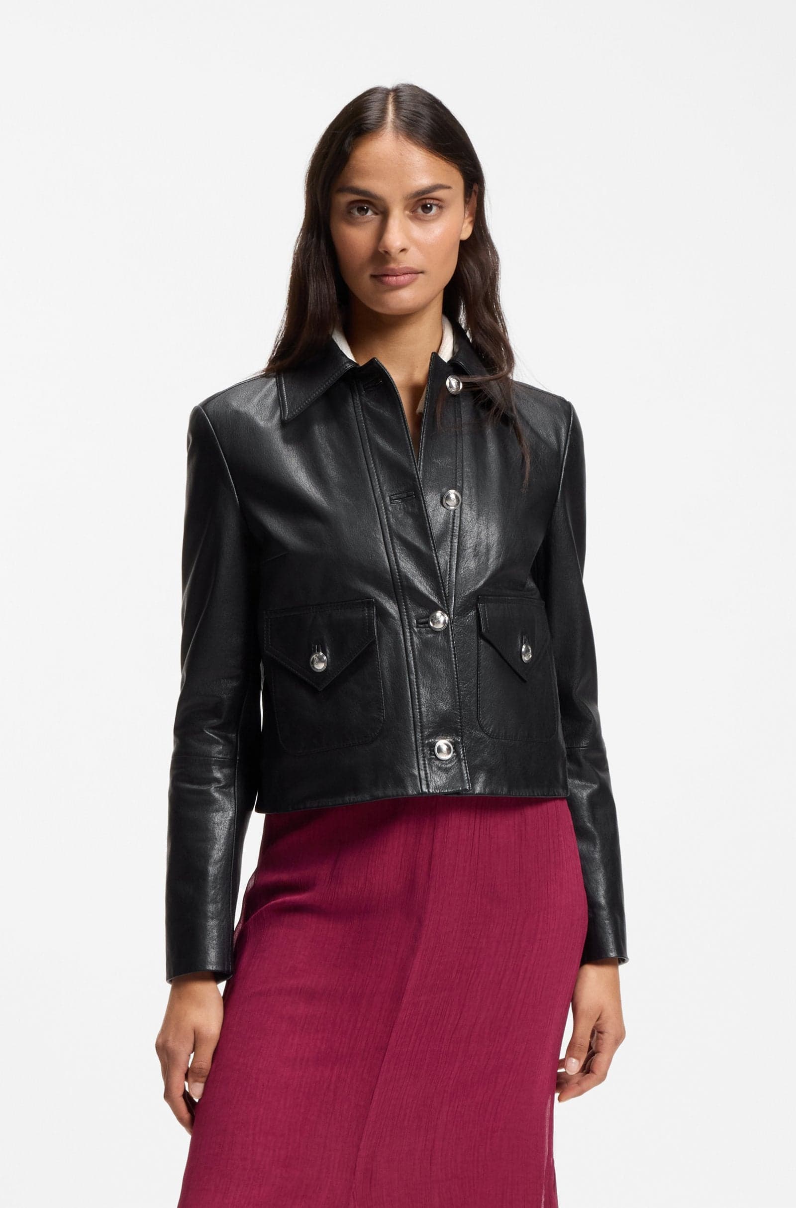 BOSS  Giubbotto in pelle C_Sakara 10279787 01 – BLACK (001)