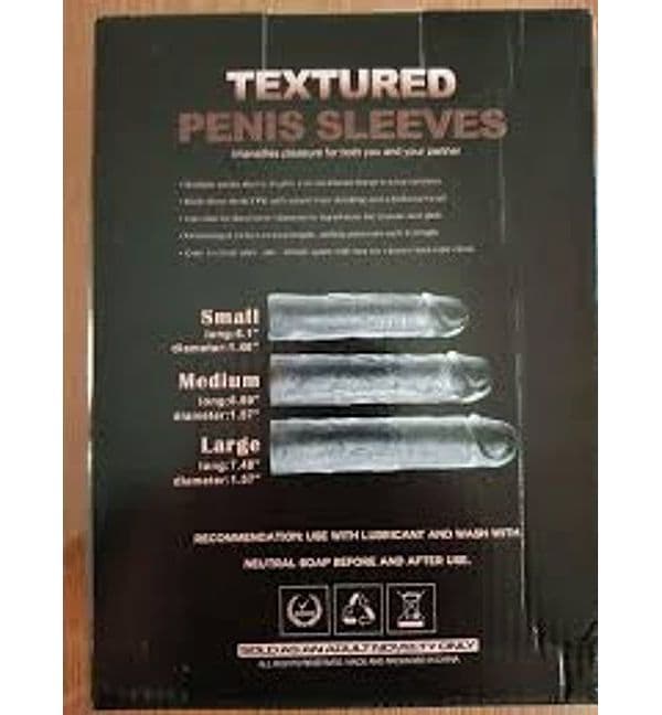 SHEQU Penis Extender Set 3 Guaine Pene Trasparenti Testurizzate 15,5 17,5 18,9 cm - 2