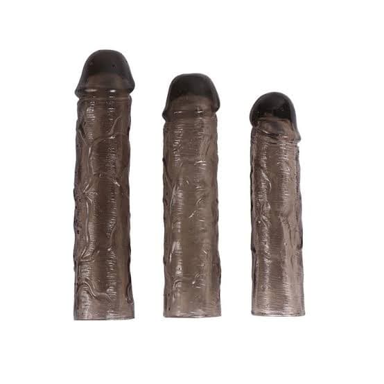 SHEQU Penis Extender Set 3 Guaine Pene Trasparenti Testurizzate 15,5 17,5 18,9 cm - 4