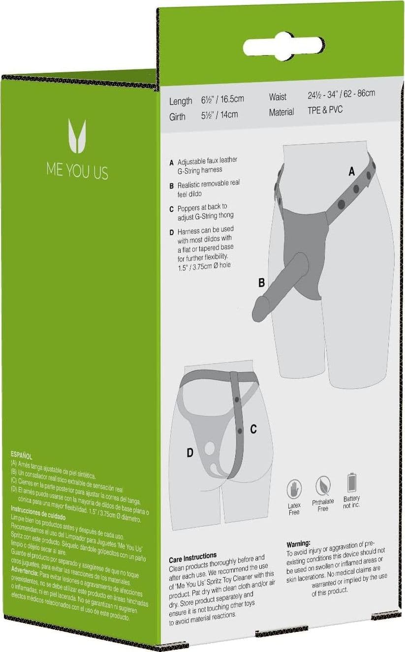 Me You Us Magic Flesh Strap-On 18 cm con Dildo Anatomico e Harness Nero in PVC Impermeabile - 4