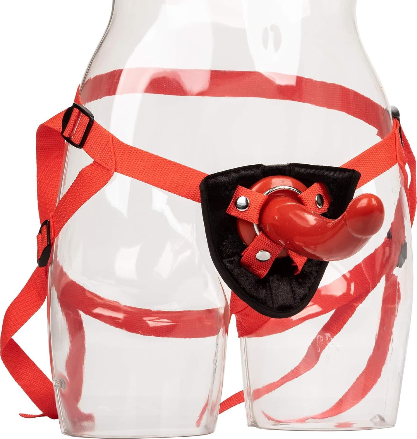 California Exotics Red Rider Strap-On Rosso con Dildo Curvo Removibile e Harness Regolabile - 4