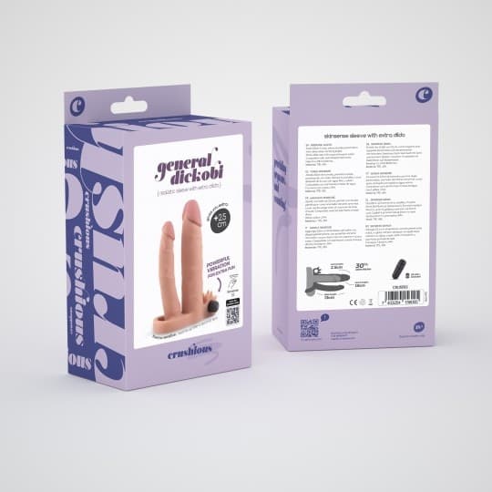 Crushious General Dickobi Guaina Pene Vibrante 18 cm con Dildo 13 cm e Skinsense 2.0 - 9