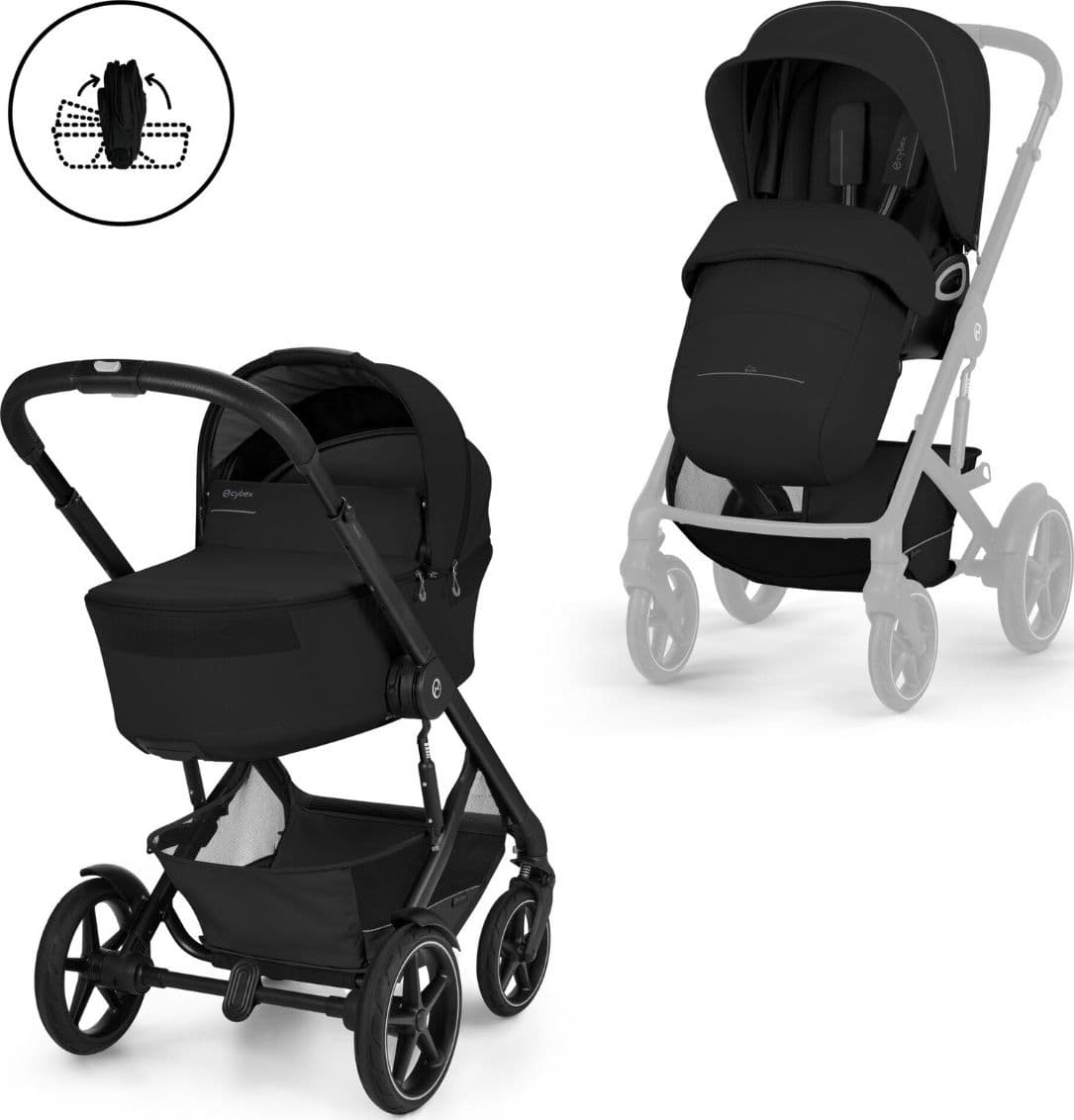 Duo Cybex Gold Talos S Lux con Navicella Richiudibile - Vari Colori – Moon Black