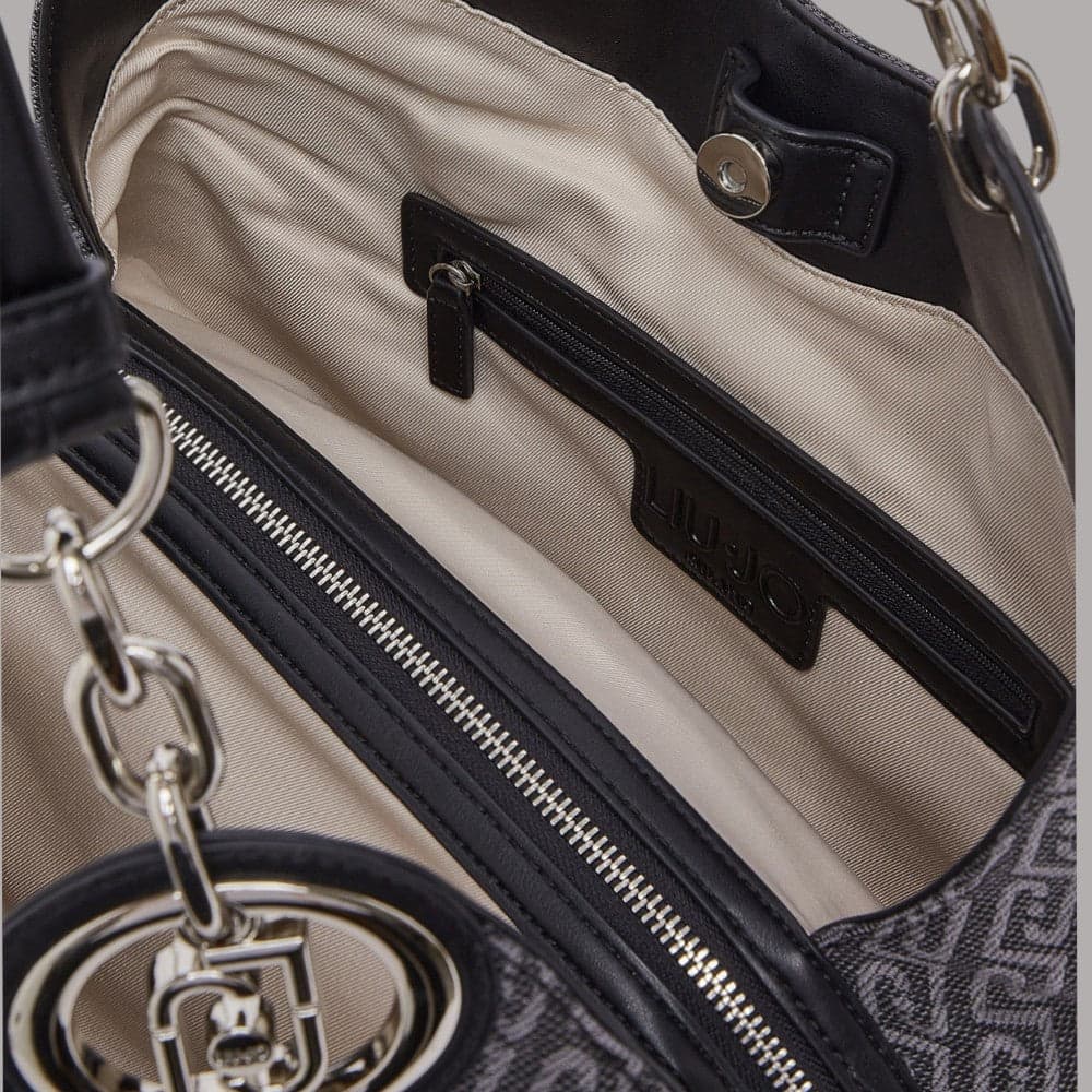 Borsa satchel Liu Jo Faiza in tessuto jacquard con doppi manici catena - 11