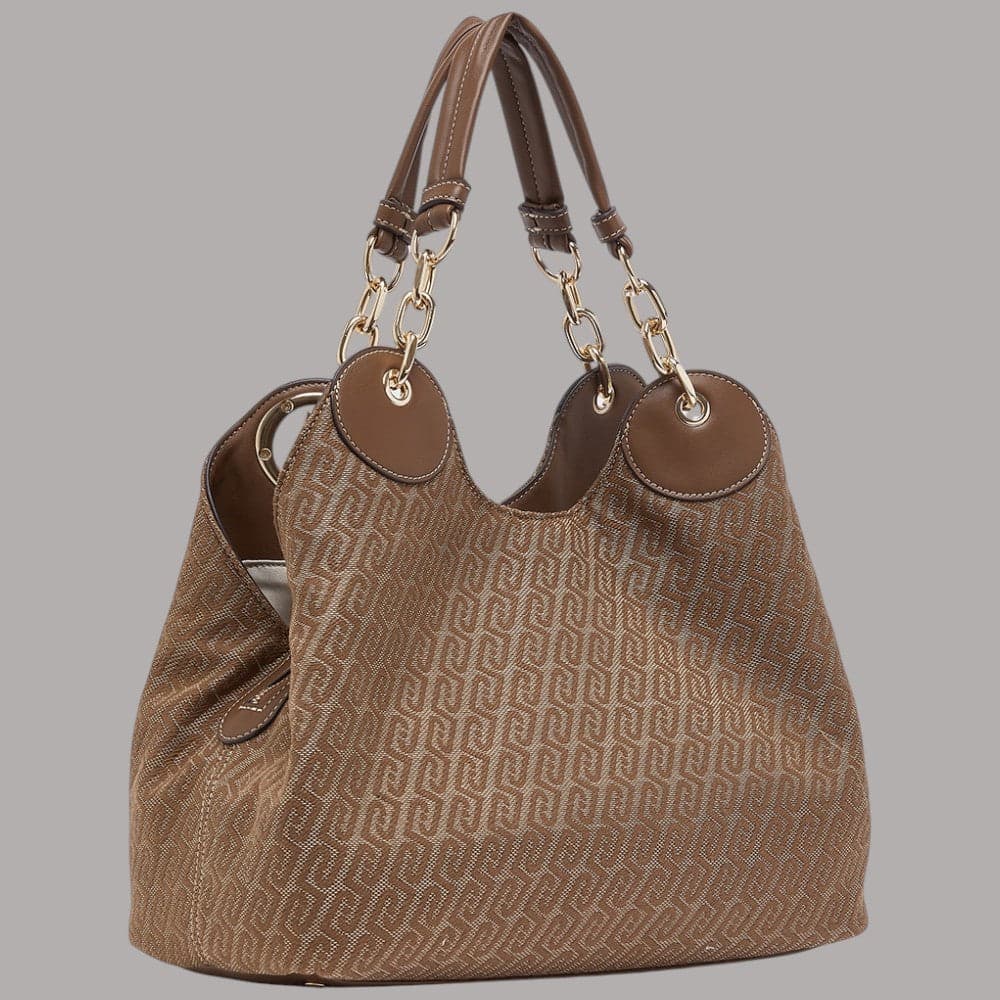 Borsa satchel Liu Jo Faiza in tessuto jacquard con doppi manici catena - 4