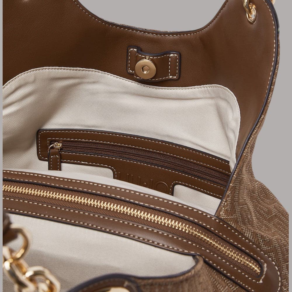 Borsa satchel Liu Jo Faiza in tessuto jacquard con doppi manici catena - 7