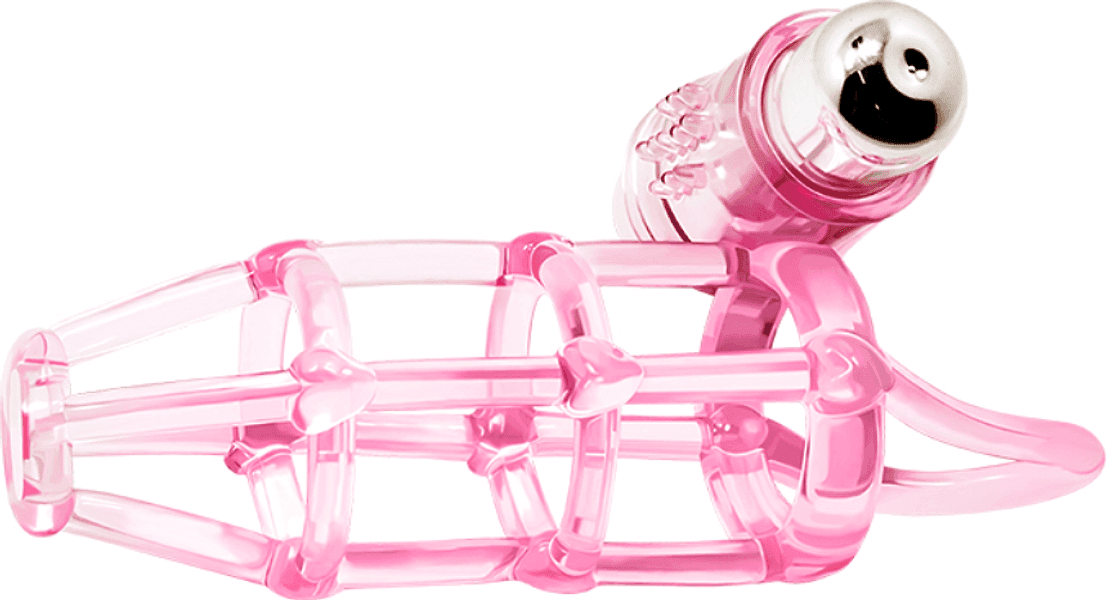 Sweet Cage Gabbia Pene Rosa Flessibile con Vibratore Bullet Removibile – Sex Toy Uomo - 2
