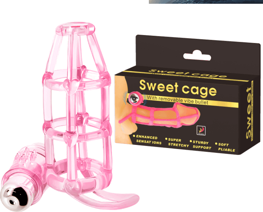 Sweet Cage Gabbia Pene Rosa Flessibile con Vibratore Bullet Removibile – Sex Toy Uomo - 4