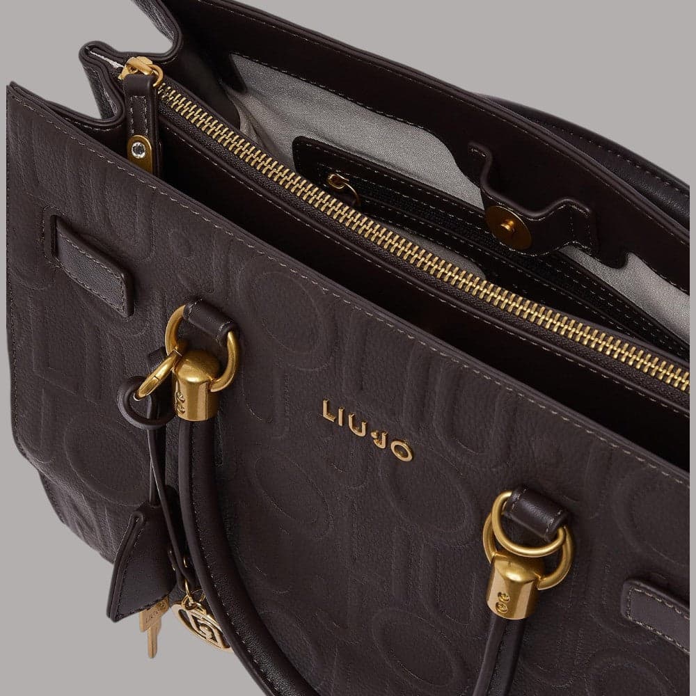 Borsa a mano Liu Jo Manhattan con motivo monogram inciso e doppio manico - 13