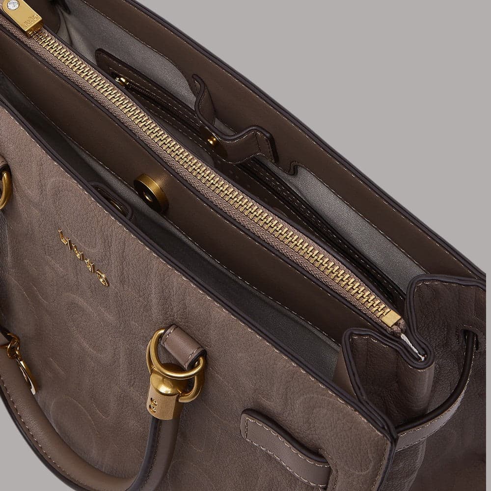 Borsa a mano Liu Jo Manhattan con motivo monogram inciso e doppio manico - 7