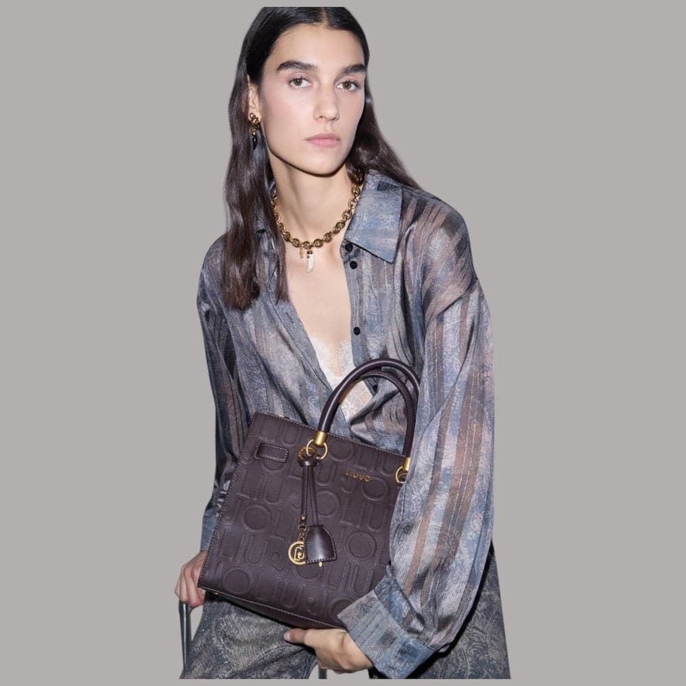 Borsa a mano Liu Jo Manhattan con motivo monogram inciso e doppio manico - 9