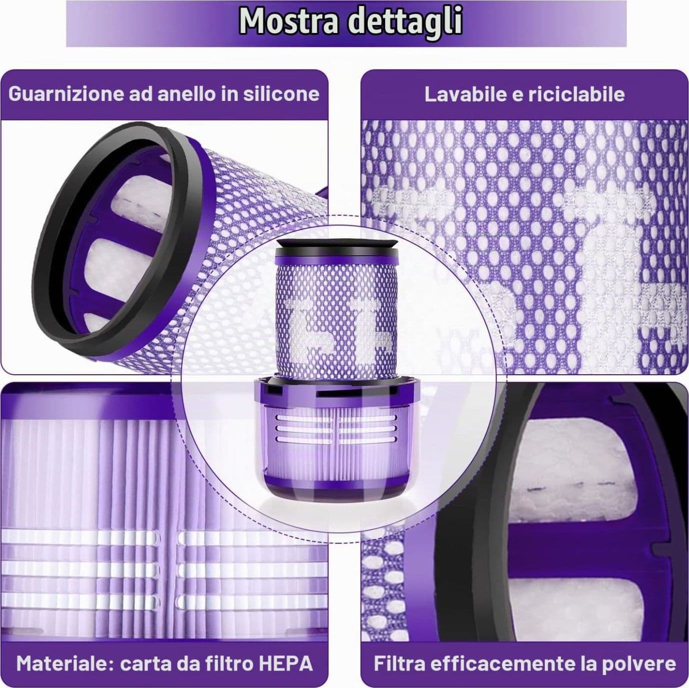 Filtro HEPA compatibile con  Dyson  V12 Slim, V12 Detect Slim  (971517-01) - 2