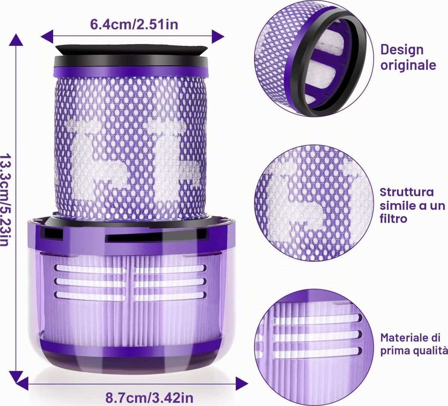 Filtro HEPA compatibile con  Dyson  V12 Slim, V12 Detect Slim  (971517-01) - 3