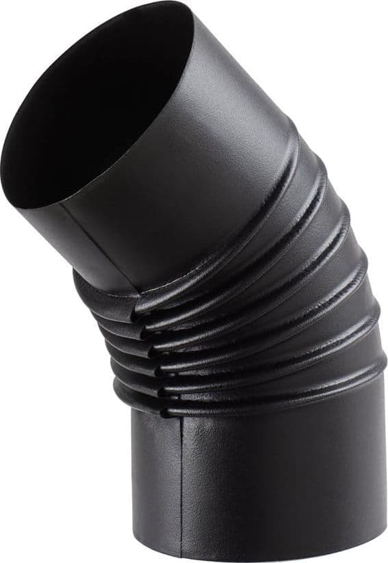 gomito 45° porcellanato per tubo fumi  stufe a legna nero opaco - ø cm.13 - 4