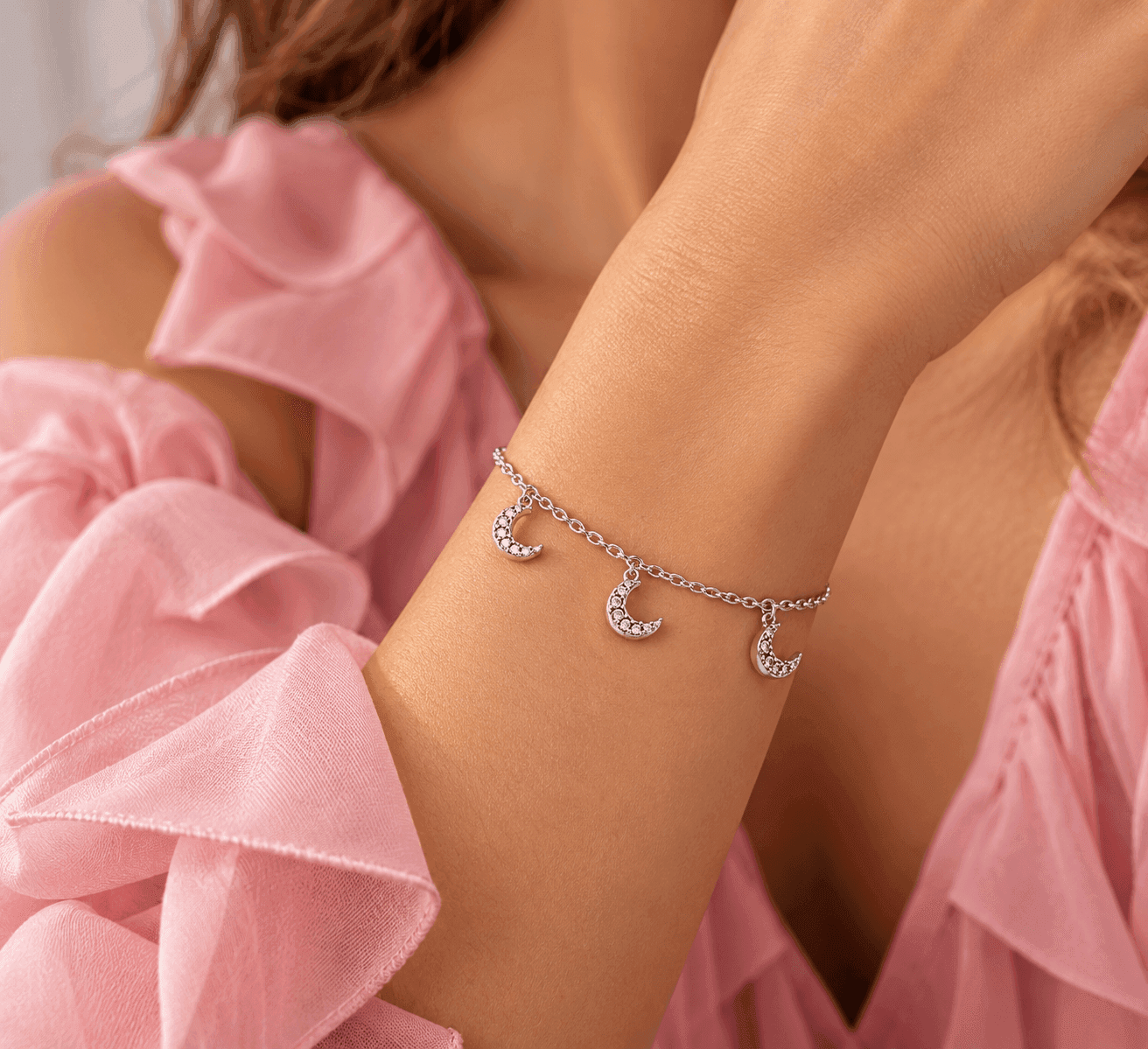 Ops Objects  -  Bracciale catena con pendenti luna con cristalli Ariel - 2