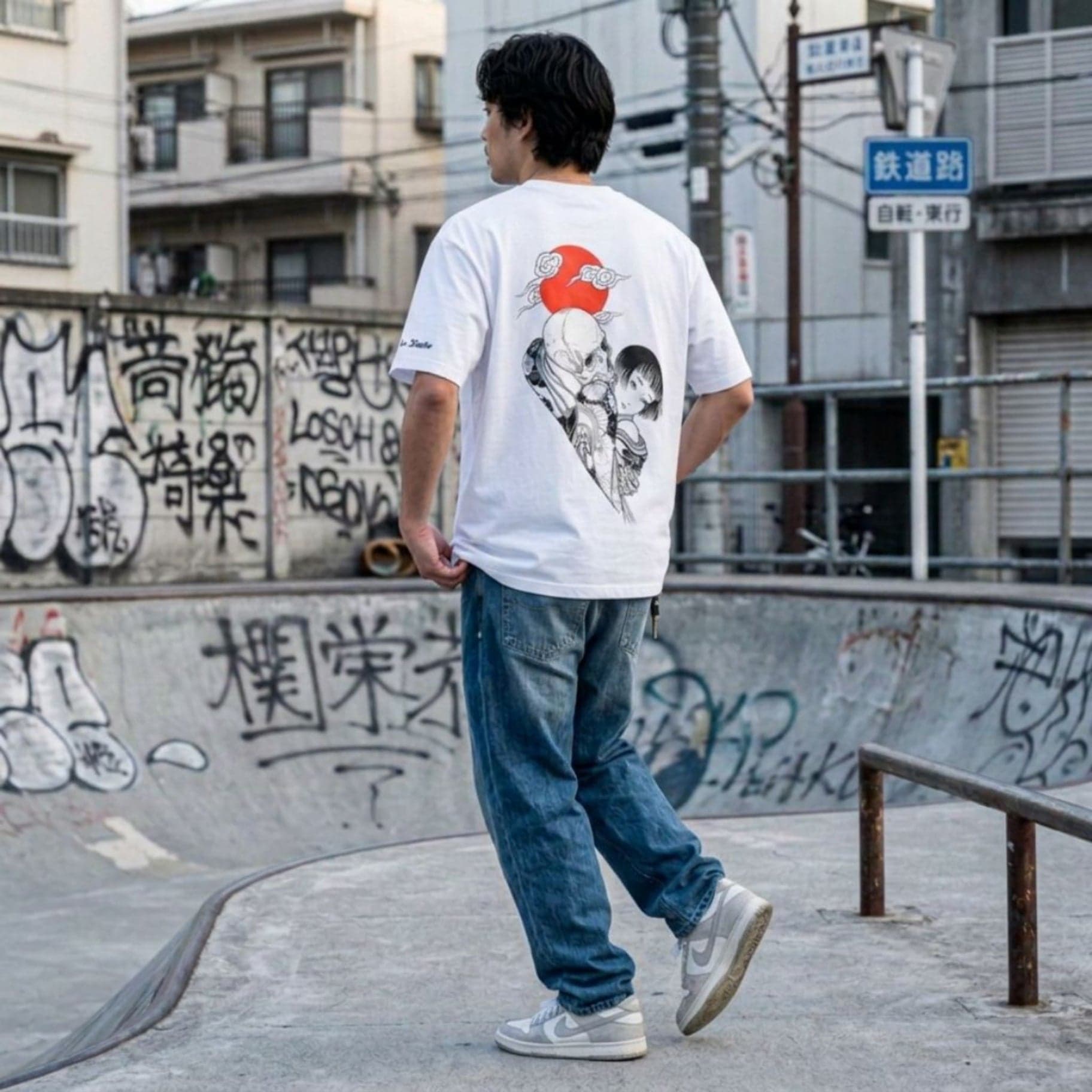 T-shirt Ghettoblaster Japan Death Love  whi - 7