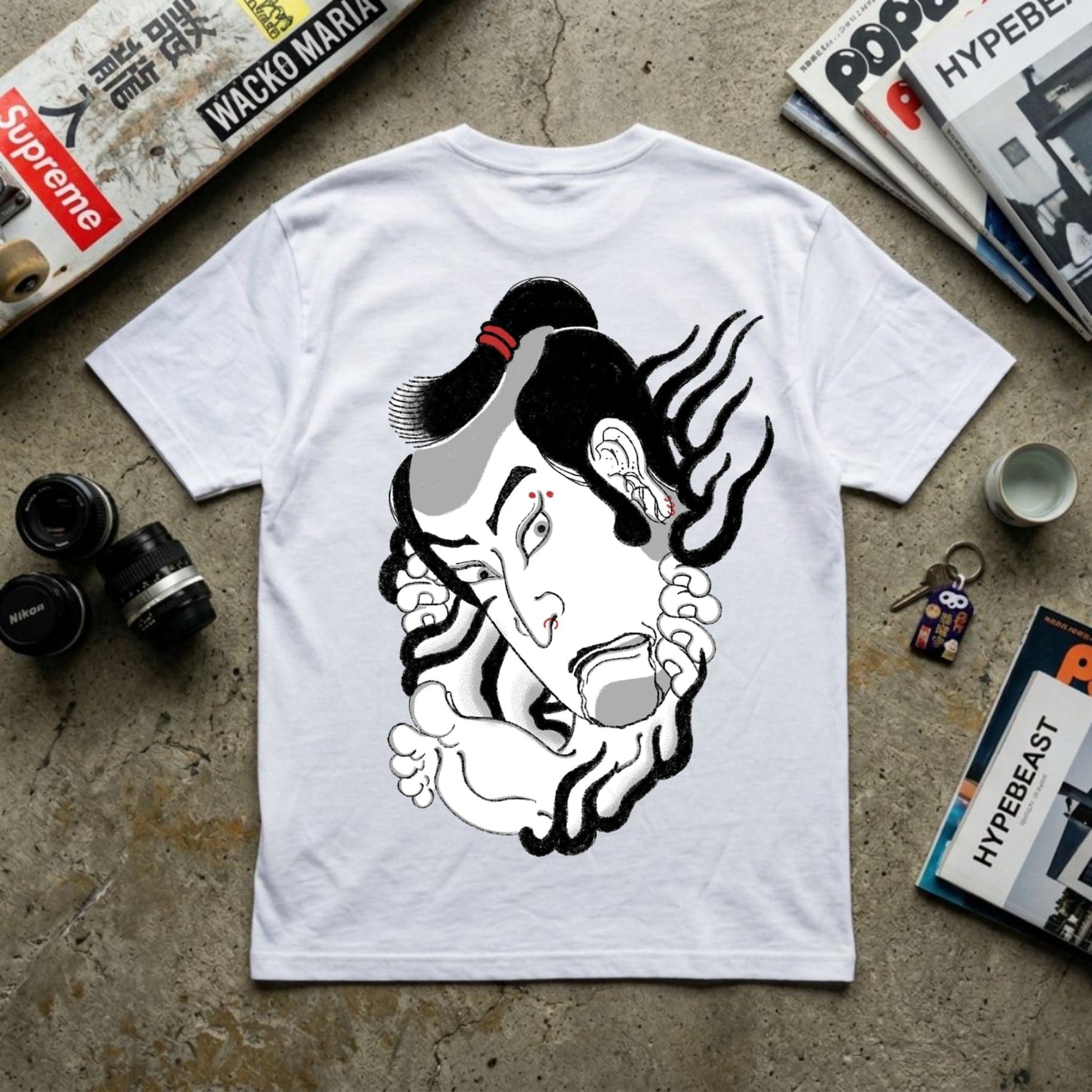 T-shirt Ghettoblaster Japan Samurai whi - 3