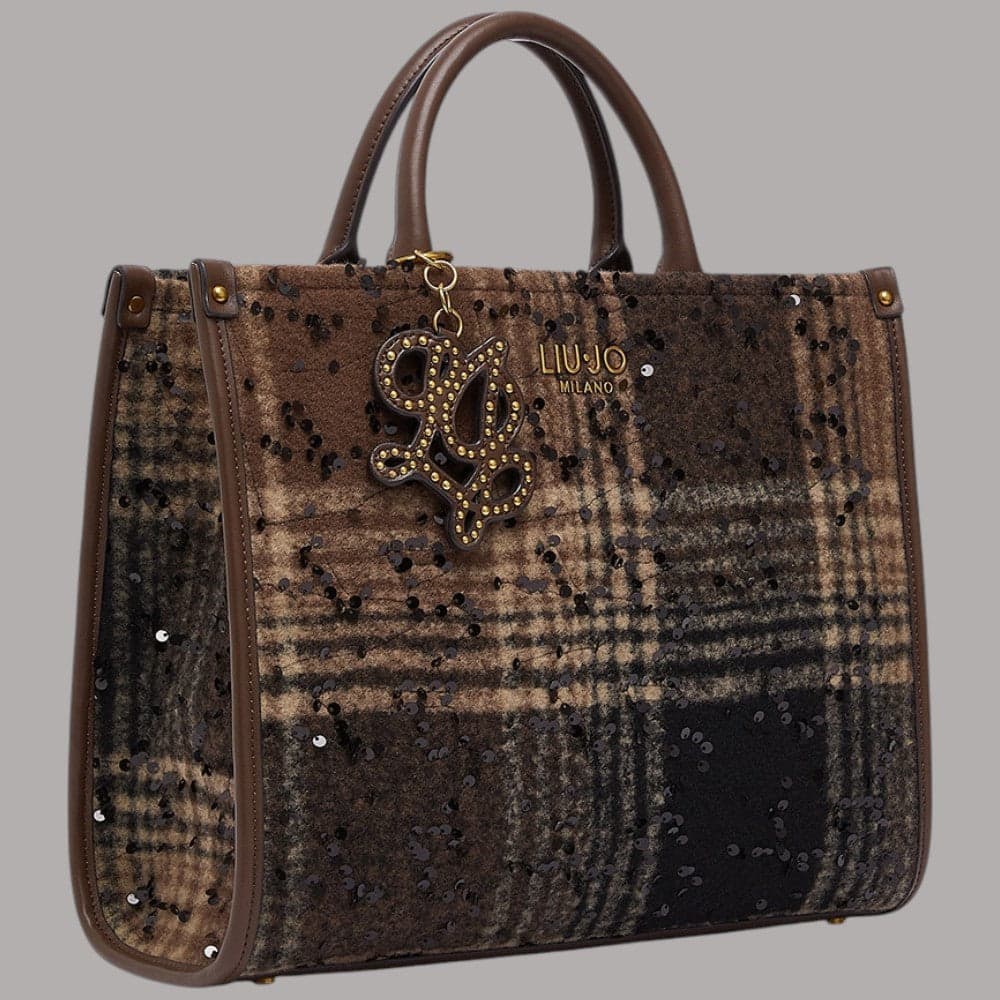 Borsa media Liu Jo AF6206T759A con stampa check e paillettes ricamate - 3
