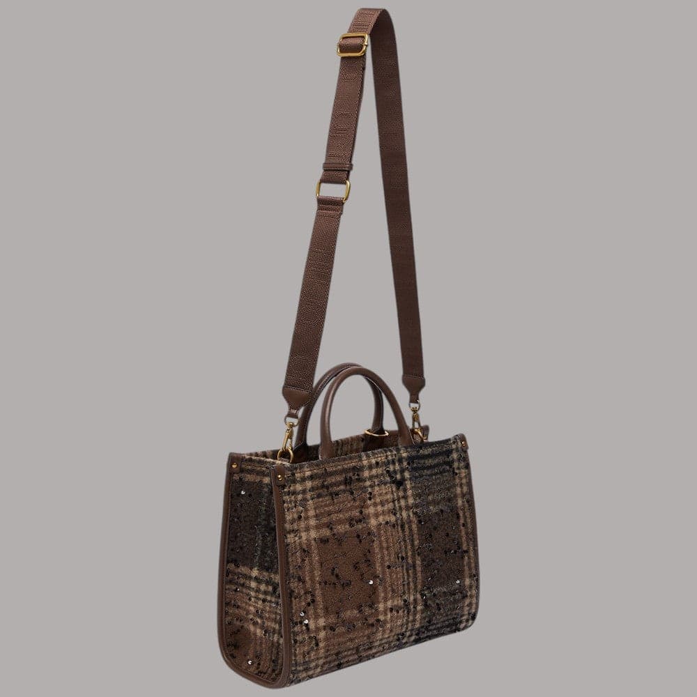 Borsa media Liu Jo AF6206T759A con stampa check e paillettes ricamate - 4